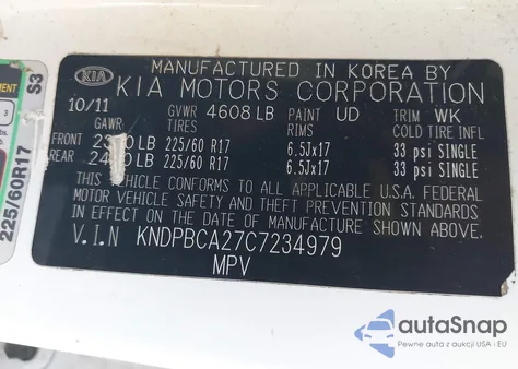 2012 Kia Sportage Lx из США, поврежденный, VIN KNDPBCA27C7234979